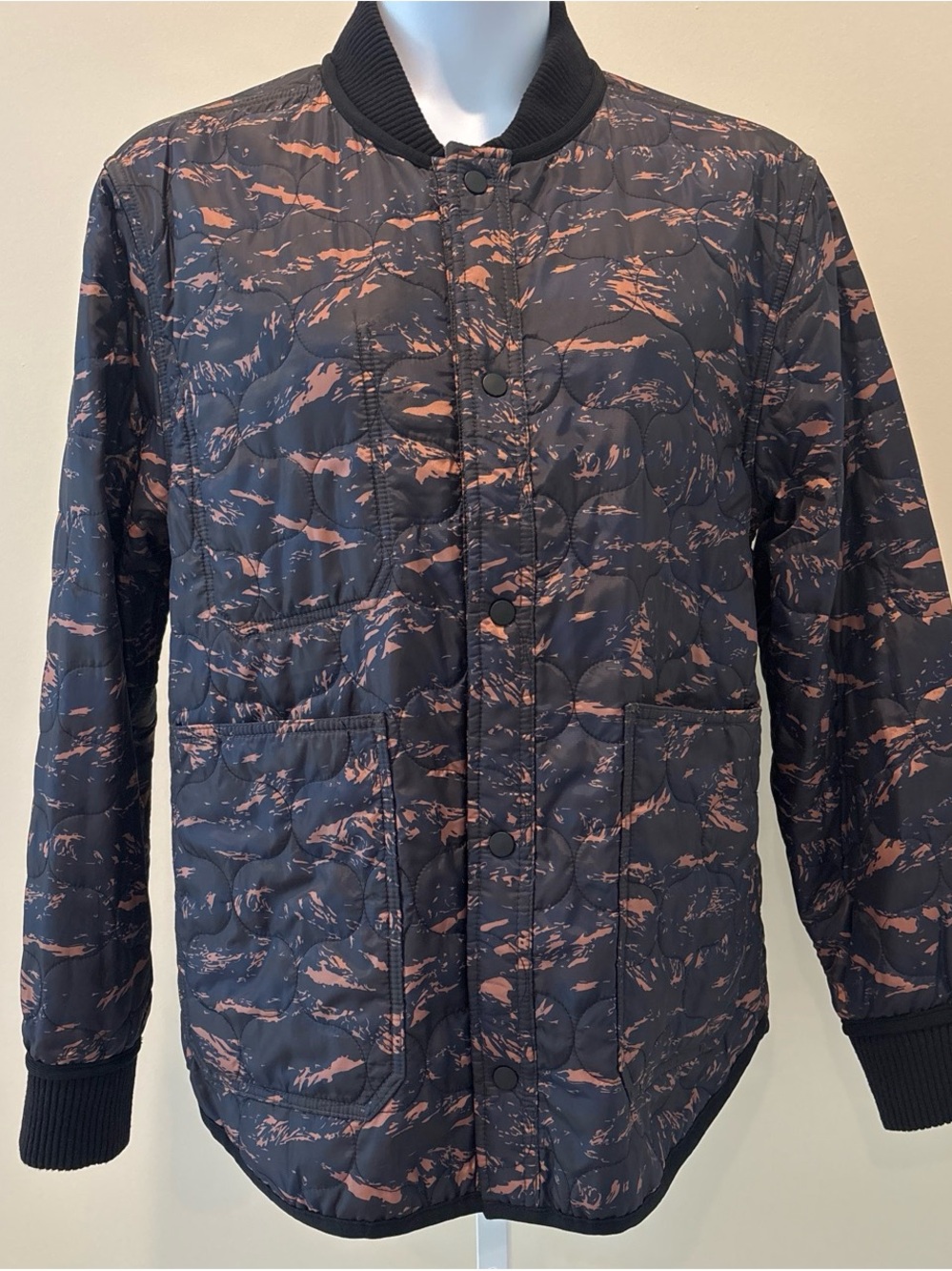 Hudson Jeans Los Angeles Reversible  Black Jacket with Tan Patterned Print